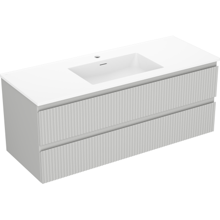 Mexen Rivel koupelnová skříňka 120 cm s umyvadlem Otis, 2 zásuvky, profilovaná, šedá matná/bílá matná -