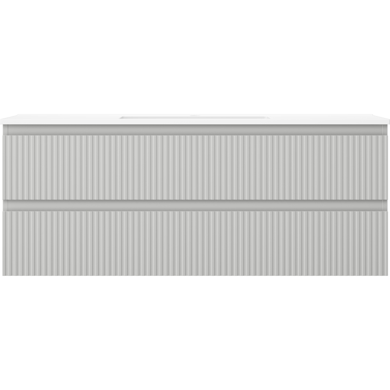 Mexen Rivel koupelnová skříňka 120 cm s umyvadlem Otis, 2 zásuvky, profilovaná, šedá matná/bílá matná -