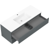 Mexen Rivel koupelnová skříňka 120 cm s umyvadlem Otis, 2 zásuvky, rýhovaná, grafit mat/bílá mat -