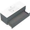 Mexen Rivel koupelnová skříňka 120 cm s umyvadlem Otis, 2 zásuvky, rýhovaná, grafit mat/bílá mat -