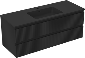 Mexen Rivel koupelnová skříňka 120 cm s umyvadlem Otis, 2 zásuvky, rýhovaná , černá mat - 91A20-12047-2-BFF71-W18M71