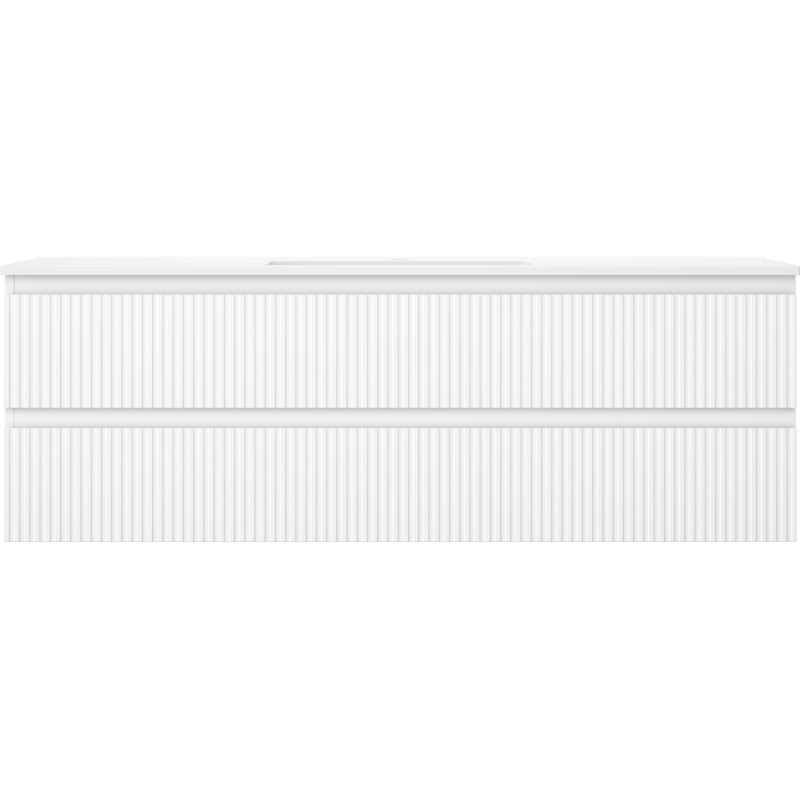 Mexen Rivel koupelnová skříňka 140 cm s umyvadlem Otis, 2 zásuvky, rýhovaná, bílá matná - 91A20-14047-2-BFF01-W18M01