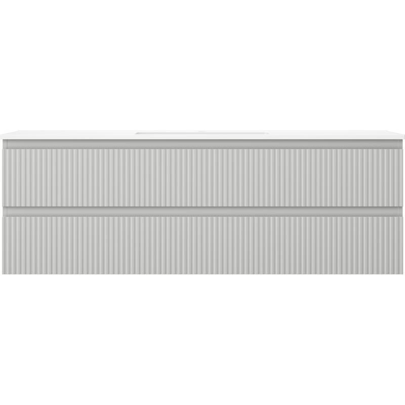 Mexen Rivel koupelnová skříňka 140 cm s umyvadlem Otis, 2 zásuvky, drážkovaná, šedá matná/bílá matná -