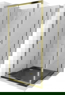 Mexen Apia sprchový kout posuvný 90 x 90 cm, transparentní, zlatý + vanička Flat, černá - 840-090-090-50-00-4070G