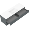 Mexen Rivel koupelnová skříňka 140 cm s umyvadlem Otis, 2 zásuvky, vroubkovaná, grafit mat/bílá mat -