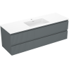 Mexen Rivel koupelnová skříňka 140 cm s umyvadlem Otis, 2 zásuvky, vroubkovaná, grafit mat/bílá mat -