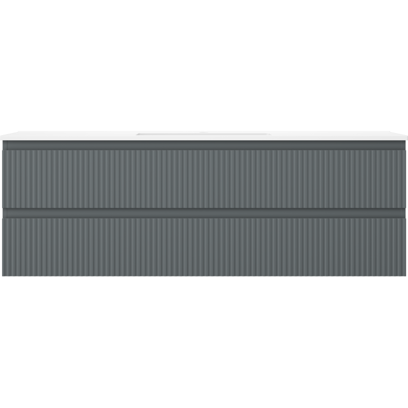 Mexen Rivel koupelnová skříňka 140 cm s umyvadlem Otis, 2 zásuvky, vroubkovaná, grafit mat/bílá mat -
