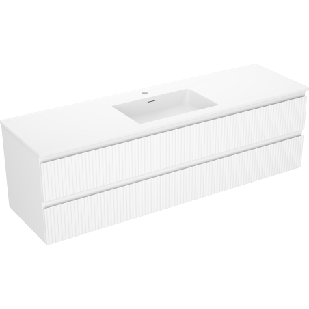 Mexen Rivel koupelnová skříňka 160 cm s umyvadlem Otis, 2 zásuvky, drážkovaná, bílá mat - 91A20-16047-2-BFF01-W18M01