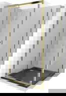 Mexen Apia sprchový kout posuvný 100 x 100 cm, transparentní, zlatý + sprchová vanička Flat, černý