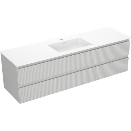 Mexen Rivel koupelnová skříňka 160 cm s umyvadlem Otis, 2 zásuvky, vroubkovaná, šedá mat/bílá mat -