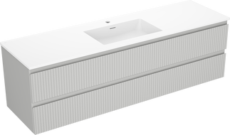 Mexen Rivel koupelnová skříňka 160 cm s umyvadlem Otis, 2 zásuvky, vroubkovaná, šedá mat/bílá mat -