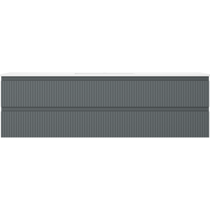 Mexen Rivel koupelnová skříňka 160 cm s umyvadlem Otis, 2 zásuvky, drážkovaná, grafit mat/bílá mat -