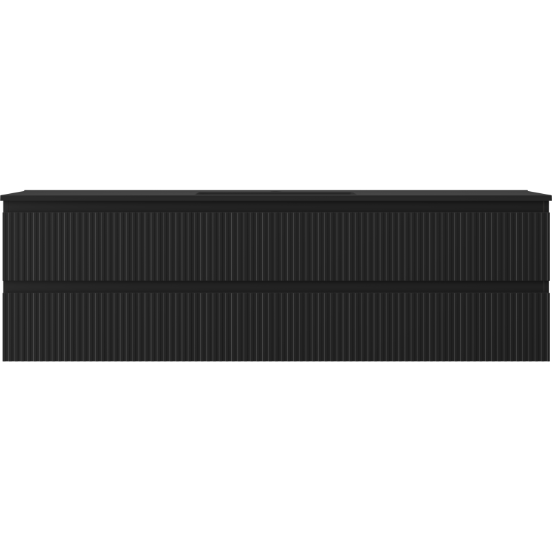 Mexen Rivel koupelnová skříňka 160 cm s umyvadlem Otis, 2 zásuvky, drážkovaná, černá mat - 91A20-16047-2-BFF71-W18M71