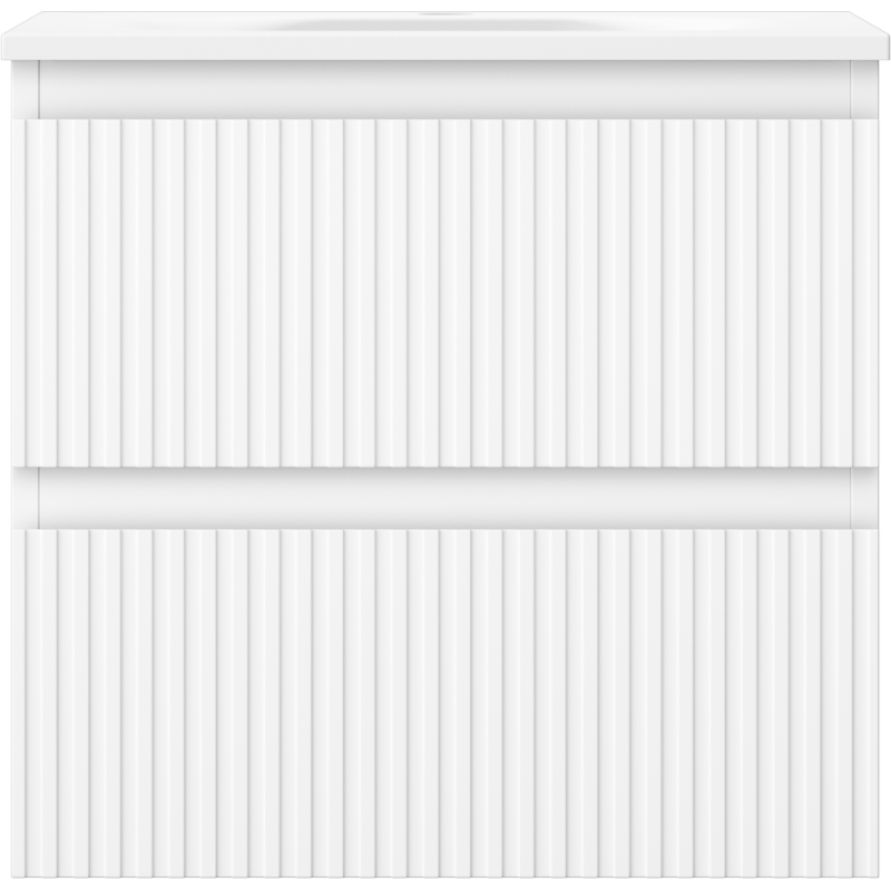 Mexen Rivel koupelnová skříňka 50 cm s umyvadlem Vela, 2 zásuvky, drážkovaná, bílý mat - 91A20-05047-2-BFF01-W23M01