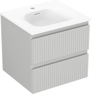 Mexen Rivel koupelnová skříňka 50 cm s umyvadlem Vela, 2 zásuvky, rýhovaná, šedá matná/bílá matná
