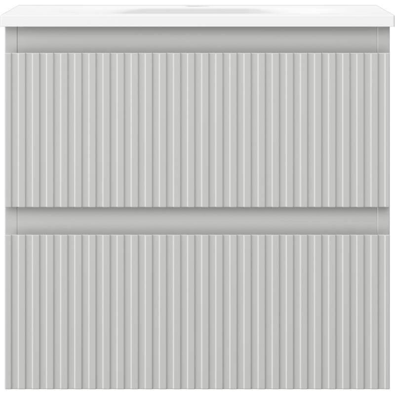 Mexen Rivel koupelnová skříňka 50 cm s umyvadlem Vela, 2 zásuvky, rýhovaná, šedá matná/bílá matná