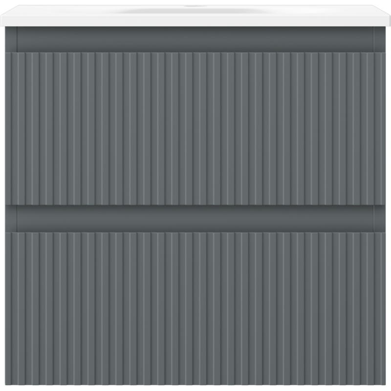 Mexen Rivel koupelnová skříňka 50 cm s umyvadlem Vela, 2 zásuvky, drážkovaná, grafit mat/bílá mat - 91A20-05047-2-BFF66-W23M01