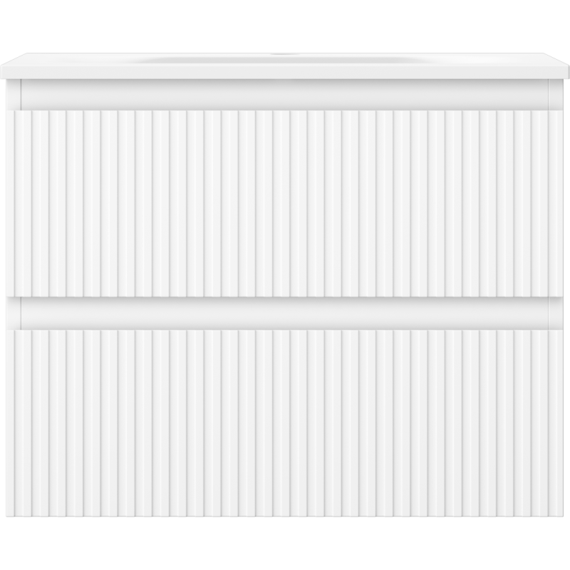 Mexen Rivel koupelnová skříňka 60 cm s umyvadlem Vela, 2 zásuvky, drážkovaná, bílá matná - 91A20-06047-2-BFF01-W23M01