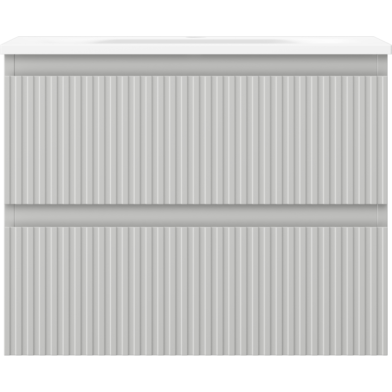 Mexen Rivel koupelnová skříňka 60 cm s umyvadlem Vela, 2 zásuvky, drážkovaná, šedý mat/bílý mat - 91A20-06047-2-BFF62-W23M01