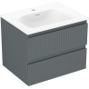 Mexen Rivel koupelnová skříňka 60 cm s umyvadlem Vela, 2 zásuvky, vroubkovaná, grafit mat/bílá mat -