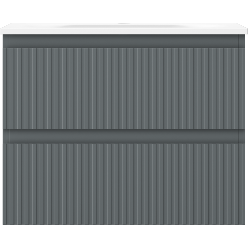 Mexen Rivel koupelnová skříňka 60 cm s umyvadlem Vela, 2 zásuvky, vroubkovaná, grafit mat/bílá mat -