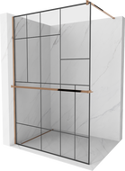 Mexen Kioto+ sprchová stěna s poličkou Walk-in 100 x 200 cm, černý vzor, růžové zlato - 800-100-121-60-78