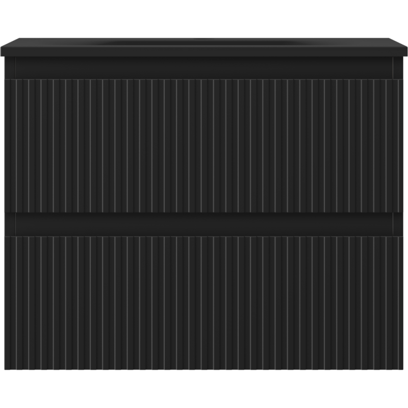 Mexen Rivel koupelnová skříňka 60 cm s umyvadlem Vela, 2 zásuvky, žebrovaná, černá mat - 91A20-06047-2-BFF71-W23M71