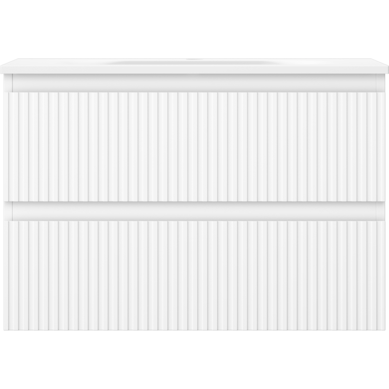 Mexen Rivel koupelnová skříň 70 cm s umyvadlem Vela, 2 zásuvky, rýhovaná, bílá mat - 91A20-07047-2-BFF01-W23M01