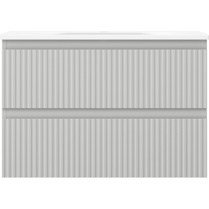 Mexen Rivel koupelnová skříňka 70 cm s umyvadlem Vela, 2 zásuvky, žlábkovaná, šedý mat/bílý mat - 91A20-07047-2-BFF62-W23M01