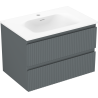 Mexen Rivel koupelnová skříňka 70 cm s umyvadlem Vela, 2 zásuvky, vroubkovaná, grafit mat/bílá mat -