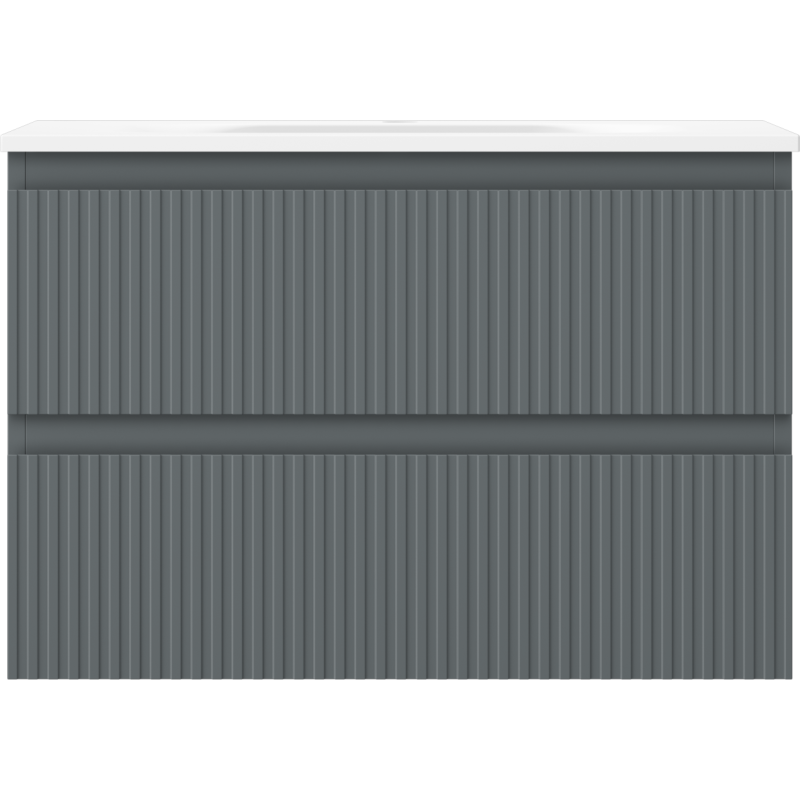 Mexen Rivel koupelnová skříňka 70 cm s umyvadlem Vela, 2 zásuvky, vroubkovaná, grafit mat/bílá mat -