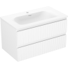 Mexen Rivel koupelnová skříňka 80 cm s umyvadlem Vela, 2 zásuvky, rýhovaná, bílý mat - 91A20-08047-2-BFF01-W23M01