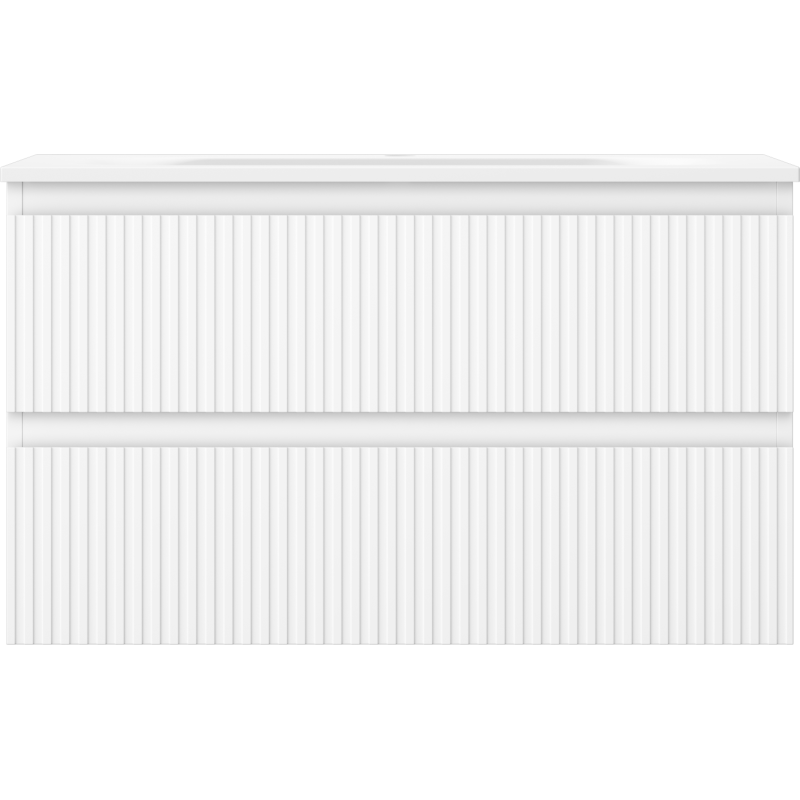 Mexen Rivel koupelnová skříňka 80 cm s umyvadlem Vela, 2 zásuvky, rýhovaná, bílý mat - 91A20-08047-2-BFF01-W23M01