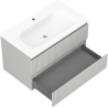 Mexen Rivel koupelnová skříňka 80 cm s umyvadlem Vela, 2 zásuvky, drážkovaná, šedá mat/bílá mat