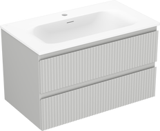 Mexen Rivel koupelnová skříňka 80 cm s umyvadlem Vela, 2 zásuvky, drážkovaná, šedá mat/bílá mat - 91A20-08047-2-BFF62-W23M01