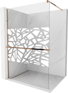 Mexen Kioto+ sprchová stěna s poličkou Walk-in 130 x 200 cm, bílý vzor, růžové zlato - 800-130-121-60-85