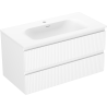 Mexen Rivel koupelnová skříňka 90 cm s umyvadlem Vela, 2 zásuvky, ryhovaná, bílá mat - 91A20-09047-2-BFF01-W23M01