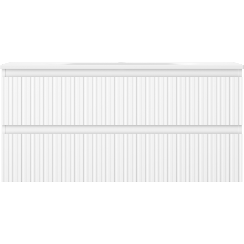 Mexen Rivel koupelnová skříňka 100 cm s umyvadlem Vela, 2 zásuvky, drážkovaná, bílá mat - 91A20-10047-2-BFF01-W23M01