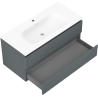 Mexen Rivel koupelnová skříňka 100 cm s umyvadlem Vela, 2 zásuvky, s drážkami, matná grafitová/bílá matná -