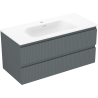 Mexen Rivel koupelnová skříňka 100 cm s umyvadlem Vela, 2 zásuvky, s drážkami, matná grafitová/bílá matná -