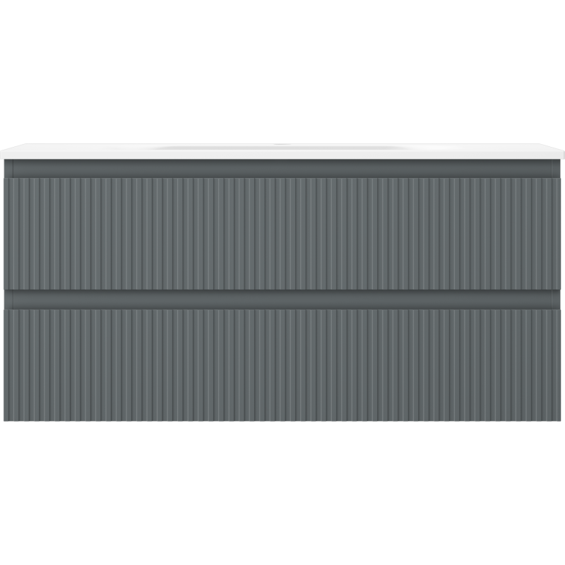 Mexen Rivel koupelnová skříňka 100 cm s umyvadlem Vela, 2 zásuvky, s drážkami, matná grafitová/bílá matná -