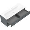 Mexen Rivel koupelnová skříňka 120 cm s umyvadlem Vela, 2 zásuvky, žebrovaná, grafit mat/bílá mat -