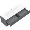 Mexen Rivel koupelnová skříňka 140 cm s umyvadlem Vela, 2 zásuvky, rýhovaná, grafit mat/bílá mat -