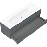 Mexen Rivel koupelnová skříňka 140 cm s umyvadlem Vela, 2 zásuvky, rýhovaná, grafit mat/bílá mat -