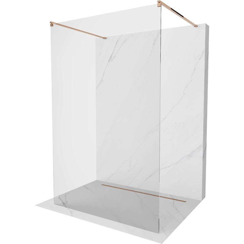 Mexen Kioto volně stojící sprchová stěna 130 x 200 cm, průhledná 8 mm, růžové zlato - 800-130-002-60-00
