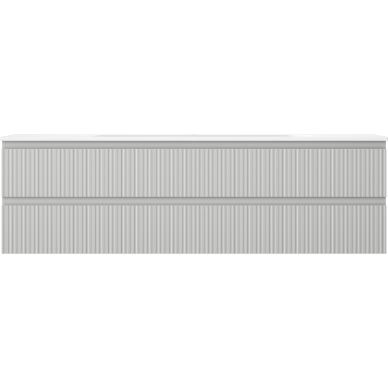 Mexen Rivel koupelnová skříňka 160 cm s umyvadlem Vela, 2 zásuvky, rýhovaná, šedá mat/bílá mat -