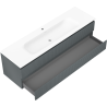 Mexen Rivel koupelnová skříňka 160 cm s umyvadlem Vela, 2 zásuvky, rýhovaná, grafit mat/bílá mat -
