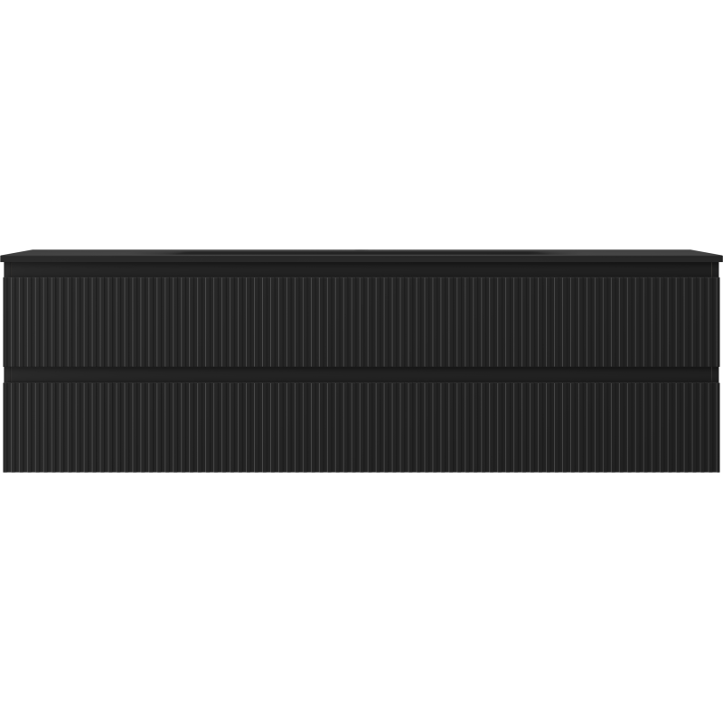 Mexen Rivel koupelnová skříňka 160 cm s umyvadlem Vela, 2 zásuvky, drážkovaná, černá mat - 91A20-16047-2-BFF71-W23M71