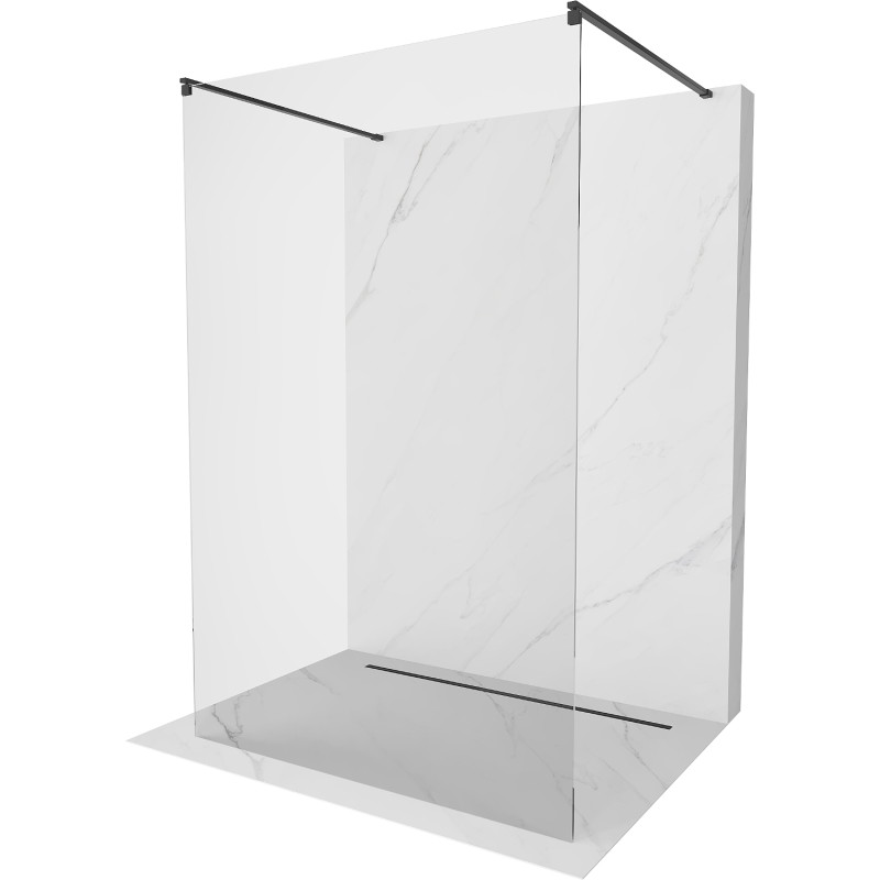 Mexen Kioto samostatně stojící sprchová stěna 140 x 200 cm, průhledná 8 mm, černá - 800-140-002-70-00