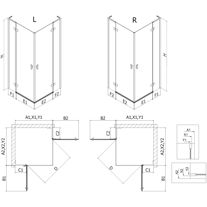Mexen Mist-H L Duo sprchový kout výklopný pravý 100 x 115 cm, průhledný, chrom - 8A5L-100L-115P-01-00